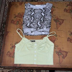 Crop top snakeskin and ribbed strappy shirt Bundle set size S